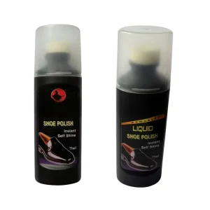 High grade waterproof liquid shoe polish enriched with Brazilian carnauba wax bottled packaging available in multiple colors