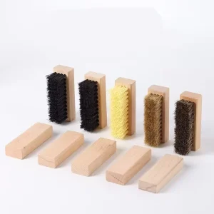 Hog Bristle Soft Bristle Shoe Brush Horsehair Bristle Solid Wooden Handle Shoe Brush for Leather Boots Shoe Shine Brush