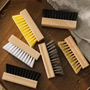 Hog Bristle Soft Bristle Shoe BrushHorsehair Bristle Solid Wooden Handle Shoe Brush for Leather Boots Shoe Shine Brush
