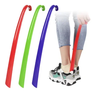 Home Use Extra Long Handle Plastic Shoe Horn Lifter Red Black Blue Color Colorful Helper Lazy Factory