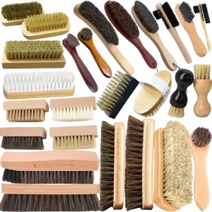 Horse Hair Shoe Care Kit Solid Wood Polishing Brush for Suede Snow Boots Fleece Velvet and Rubber