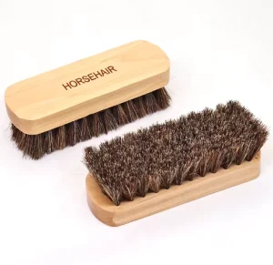 Horse Hair Shoe Cleaning Brush with Wooden Handle and Long Handle Gentle and Effective