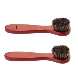Horse Hair Shoe Polish Brush Set with Lotus Wood Handle for Leather Shoes and Boots Care