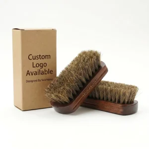 Horsehair Shoe Brush Luxury Shoe Shine Polish Brush For Luxury Leather Shoes Boots Suede Bags Jacket Maintenance Cleaner