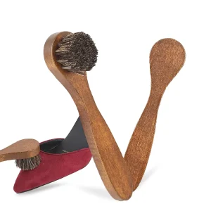 Horsehair Shoes Polish Brush Shine Brush Shoe Care Applicators Care Clean Daubers Portable Wood Brown Horse Hair