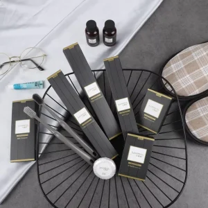 Hotel Disposable Cotton Fabric Bathroom Kit Toiletries Card Box with Logo Printing Toothbrush Comb & Portable Slippers