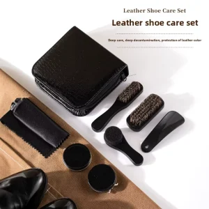 Hotel Leather Shoe Polish Brush Set Soft Bristled Horsehair Waterproof Anti Fouling Polishing Oiling Tool Black Shoe Brush