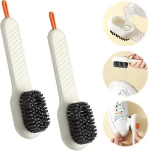 Household Plastic Multifunctional Liquid Dispensing Long Handle Hanging Storage Shoe Cleaning Brush for Shoes