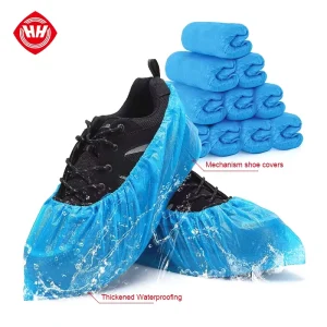 Hubei Haixin Disposable Blue CPE Indoor Shoe Covers Waterproof Nonslip Shoe Cap Blue Plastic Automatic Shoe Cover