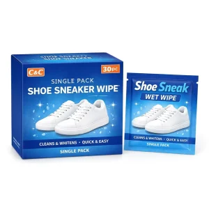 Individually Packed Shoe and Sneaker Cleaner Wipes Kit 30 Packs Quick Wet Wipes