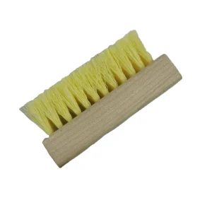 Industrial Grade Yellow Corrugated Bristle Wire Shoe Brush with Wooden Handle OEM Customizable Shoe Cleaning Tool