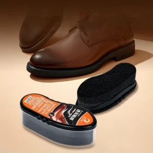 Instant Shoe Shine Sponge Quick Polish Shoe Care Tool Plastic Handle Soft Bristles Portable OEM Custom
