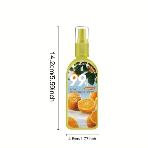 Invigorating Orange Foot Deodorant Spray 80Ml Antibacterial Protection Quick Dry Mild Formula Long lasting Fragrance