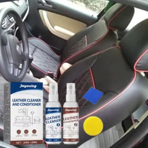 Jaysuing Leather Cleaner Conditioner Spray Set Stains Removing Agent Cracked Hardening Leather Maintaining Cleaner Kit for Car