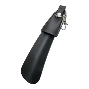 Key Chain Mini Leather Black Metal Stainless Steel Shoe Horn