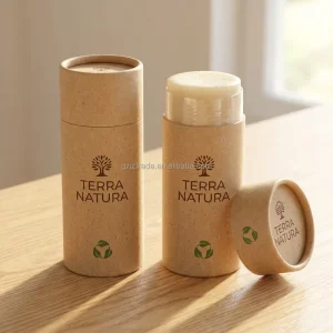 Kraft Paper Push up Tube for Organic Deodorant and Body Balm Packaging with Leak Proof Inner Layer and Biodegradable Logo