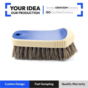 LB 007 Dual Color Blended Bristle Brush Ivory Blue Handle Natural Mixed Bristle for Shoes Leather Car Interior Care