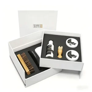 Leather Shoe Care Kit with Lotion Polish Brushes and Cloth Complete Footwear Maintenance Set