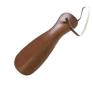Leather Shoe Horn with Lace 7.5 Inches and Leather Shoe Horn Short Handle Shoe Spoon Metal Shoe Horn Durable