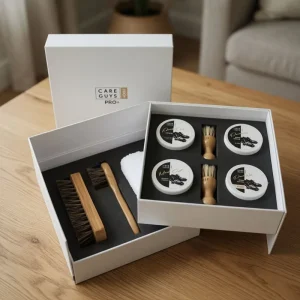 Leather Shoe Maintenance Kit with Polish Brushes and Buffing Cloth Set