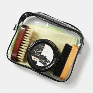 Leather Shoe Polish Kit with Neutral Color and Brushes