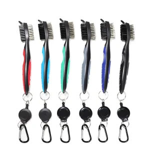 Lightweight Personalized Pattern Golf Club Brushes Nylon Bristles 2 Ft Retractable Zip line Aluminum Carabiner Cleaning Tools