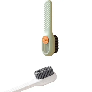 Liquid Dispensing Multifunctional Shoe Brush Plastic Filament Soft Bristles Push Type Design Non Damaging for Household Cleaning