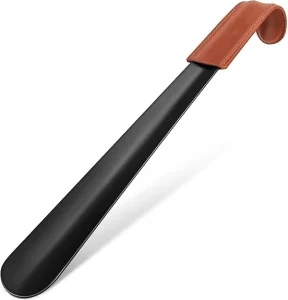 Long 16.5” Metal Shoe Horn for Seniors Men & Women with Comfortable Handle for Boots & Shoe Spoon Helper