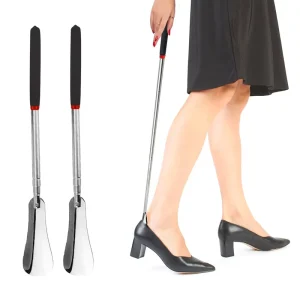 Long Handle ShoeHorn Telescopic Metal Shoe Horn Aluminum Alloy Adjustable Shoe Horn Long Handle for Seniors Men Women Kids
