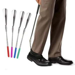 Long Handled Shoe Lifter Adjustable Expander Shoe Horn Extends & Collapses Stainless Steel Telescopic Spring Shoehorn