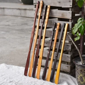 Long Handled Wooden Shoe Horn for Pregnancy Seniors Women and Men