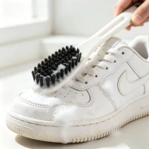 Long Plastic Handle Hard Bristle Two Tone Ergonomic Shoe Scrub Brush for Sneakers and Floor Cleaning