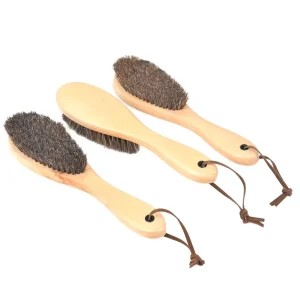 Luxurious Durable Eco friendly 38cm Long handled Smooth Bamboo Custom Logo Wooden Handle Boar Bristle Cleaning Shoe Brush