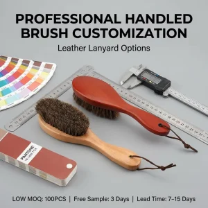 Luxury Durable Long Handle Horse Hair Custom Logo Hanging Loop Portable Grip Handle Shoe Spoon Shoehorn Paddle Brush