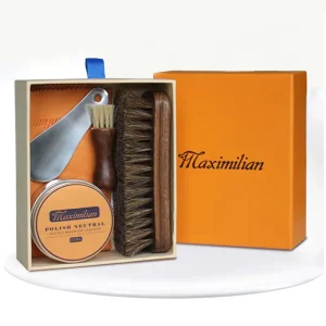 Luxury Shoe Polishing Shine Brush Set Horsehair Wood Handle Brush Leather Shoe and Boot Care Brush Kit