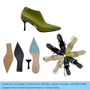 Manufacturer Semi finished Products Matching 5CM Cloth covered Thick Heel Closed toe Mules Sandals TPU Outsole Shoes Last