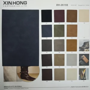 Matte Crinkle Grain Two Tone Faux Nubuck PU Leather for Shoes Bags Upholstery & Decor Customizable in Color & Thickness