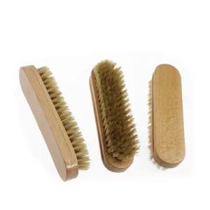 Medium Size Wooden Shoe Brush With Natural Black Boar Bristle