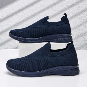 Men Flying Knit Sock Sneakers Slip on Platform Cushioned Breathable Walking Shoes Zapatos De Hombre extra Large Size