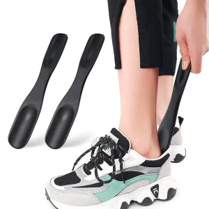 Men Women 25cm Long Wooden Shoe Horn Black