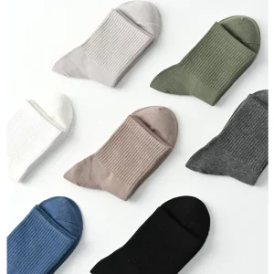 Men’s Anti Bacterial Mid Tube Socks Pure Cotton Solid Color Deodorant Sweat Absorption Thick Stockings for Summer