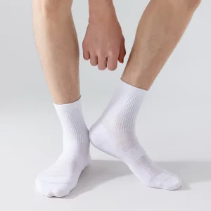 Men’s Antibacterial Deodorant Sports Socks Mid Tube Sweat Absorbent Breathable Running Socks Thin Bottom Towel for Four Seasons