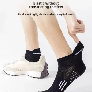 Mens Athletic Socks Knitted Summer Deodorant Cotton Polyester Spandex Ankle Wick Away Sweat Professional Running Marathon Sock