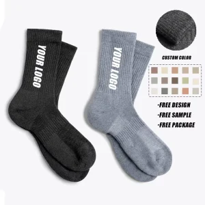 Men’s Black Bamboo Fiber Custom Deodorant Breathable Anti-Bacterial Cuff Logo Daily Use Crew Socks