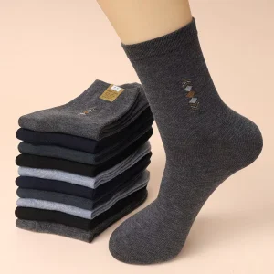 Men’s Casual Crew Cotton Blend Socks ODM Body Logo Standard Breathable Anti Slip Deodorant EU 38-44 Winter Use
