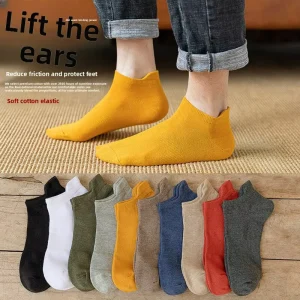 Men’s Casual Short Socks Spring Model Pure Cotton Breathable Odor Resistant Low Cut Solid Color Anti Friction Trendy