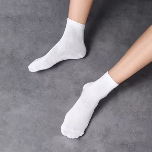 Men’s Crew Boneless Boat Socks Antibacterial Deodorant Sweat-Absorbent Breathable Pure Color Sports Business Summer