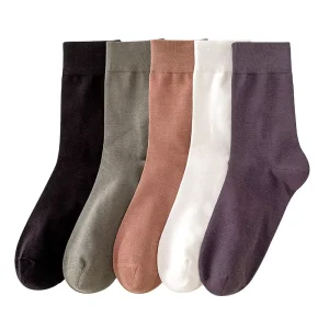Men’s Formal Socks Deodorant Wicks Solid Color Cotton Crew Socks