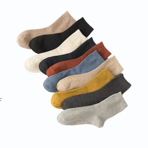 Men’s High End Business Cotton Tube Socks Fashion Solid Sweat Absorbent and Deodorant Crew Independent Packaging for Summer