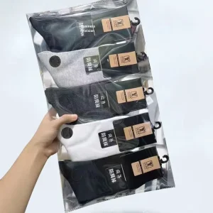 Men’s Spring Summer Casual Mid Calf Socks Quick Drying Anti Slip Sweat Absorbent Breathable Polyester Solid Color Deodorant